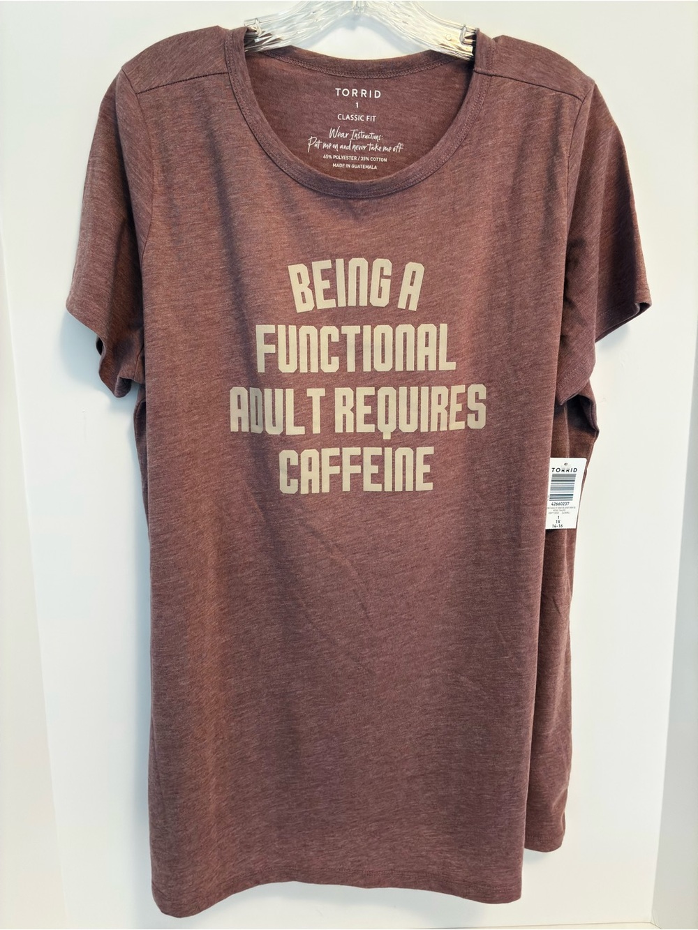 Torrid "Being A Functional Adult Requires Caffeine" Classic Fit Tee 1X New